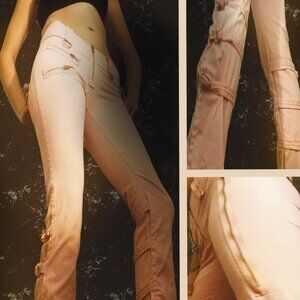 RARE Vintage Y2K Joy Jeans Pink | Low Rise Bondage Zipper Cargo Pants Size S